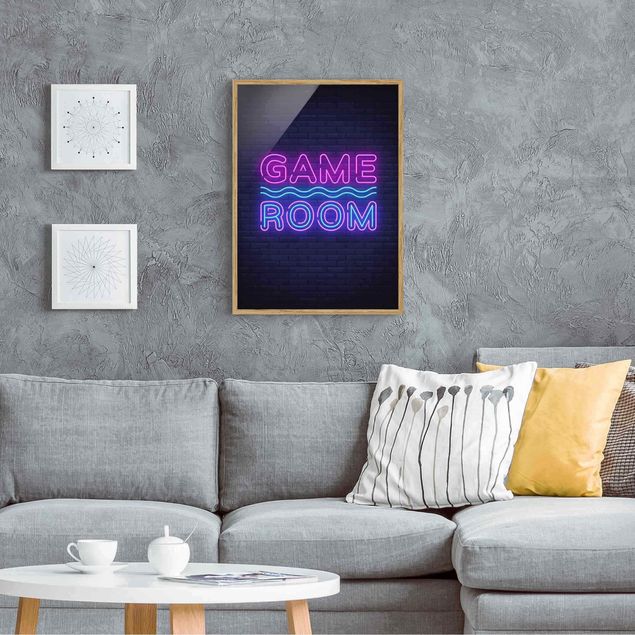 Sprüche Bilder mit Rahmen Neon Schrift Game Room