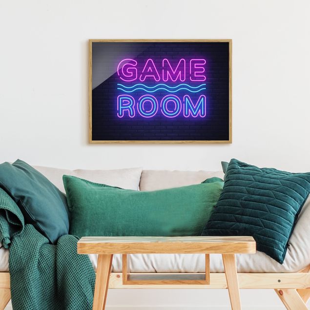 Sprüche Bilder mit Rahmen Neon Schrift Game Room