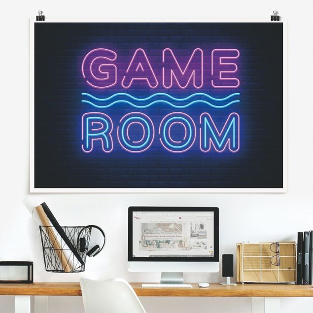 XXL Poster Neon Schrift Game Room