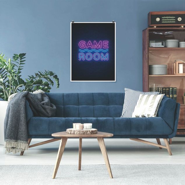 Poster mit Sprüchen Neon Schrift Game Room
