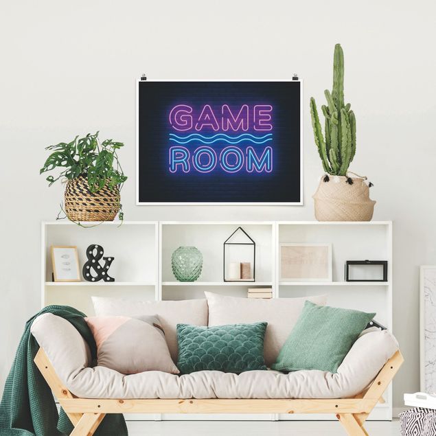 Poster mit Sprüchen Neon Schrift Game Room
