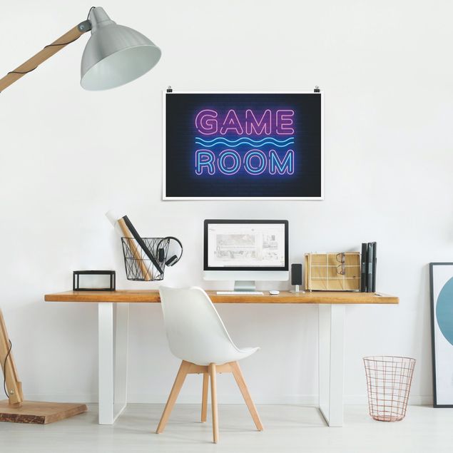 Moderne Poster Neon Schrift Game Room