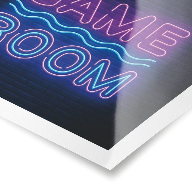 Poster - Neon Schrift Game Room - Querformat 4:3