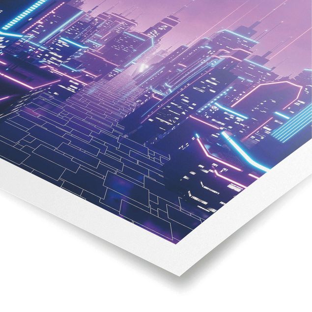 Poster - Neon Stadtlichter - Quadrat 1:1