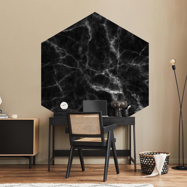 Hexagon Fototapete selbstklebend - Nero Carrara