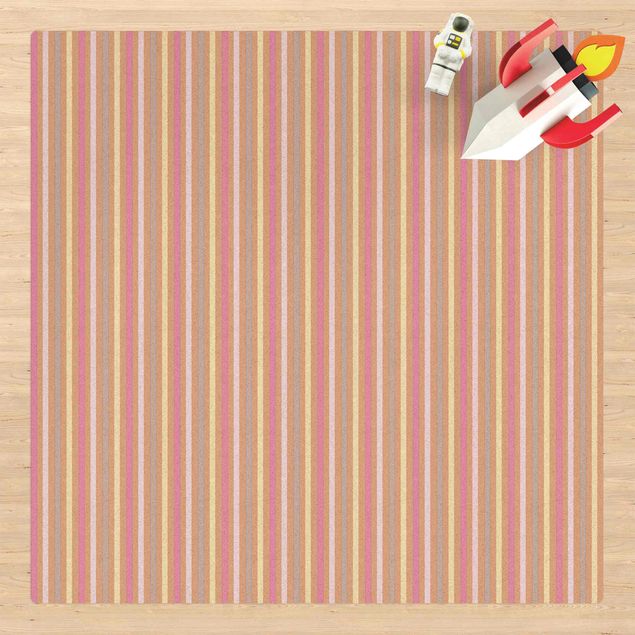 Moderne Teppiche No.YK48 Streifen Rosa-Gelb