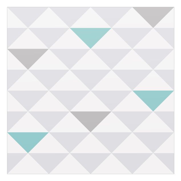 Fensterfolie - Sichtschutz - No.YK64 Dreiecke Grau Weiß Türkis - Fensterbilder