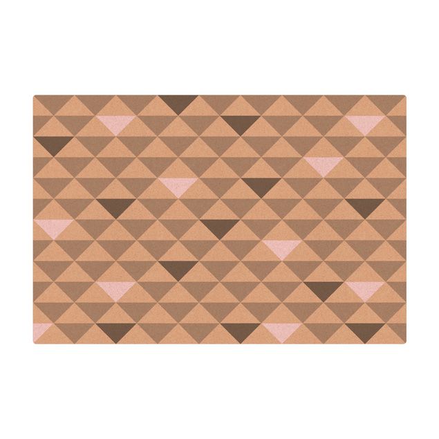 Kork-Teppich - No.YK65 Dreiecke Grau Weiß Rosa - Querformat 3:2