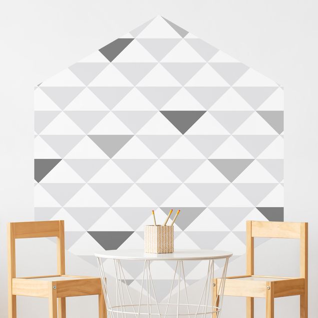 Tapete geometrisch No.YK66 Dreiecke Grau Weiß Grau