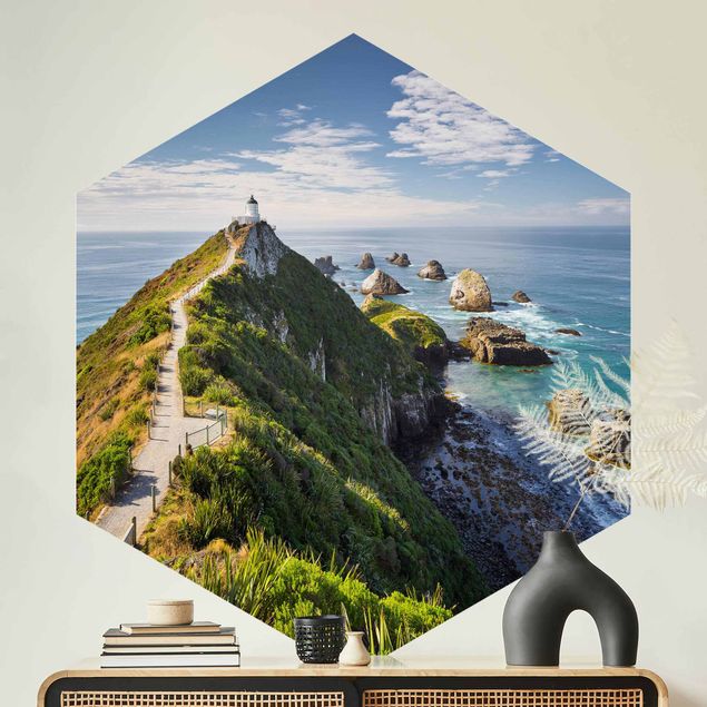 Tapeten Wohnzimmer modern Nugget Point Leuchtturm und Meer Neuseeland
