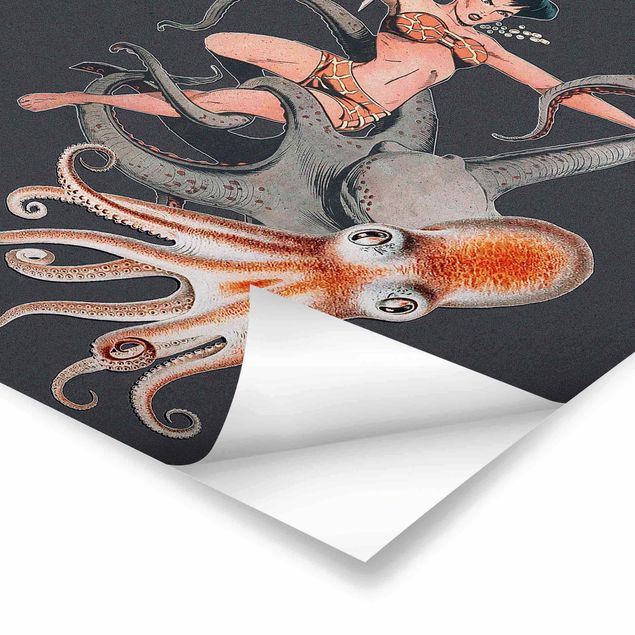 Poster kaufen Nymphe mit Oktopussen