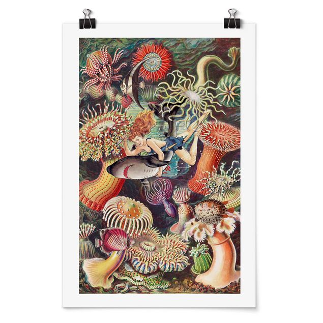 Blumen Poster Nymphe mit Seeanemonen