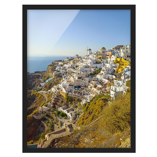 Bild mit Rahmen - Oia auf Santorini - Hochformat