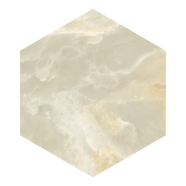 Hexagon Fototapete selbstklebend - Onyx Marmor Creme