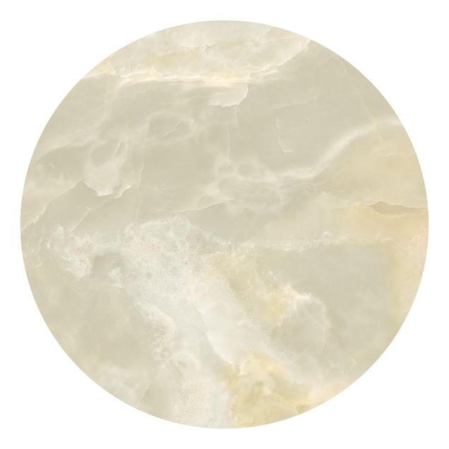 Runde Tapete selbstklebend - Onyx Marmor Creme