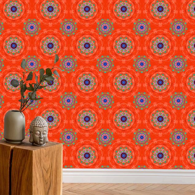 Fototapete Mandala Oranges Mandala Muster - Rolle