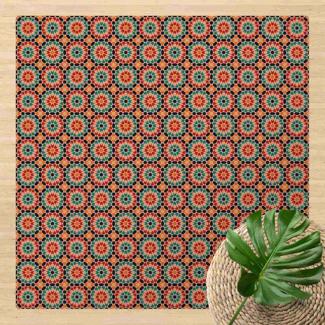 Moderner Teppich Orientalisches Muster mit bunten Blüten