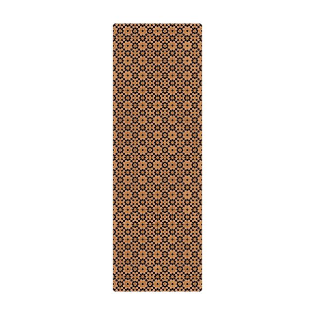 Kork-Teppich - Orientalisches Muster mit goldenen Blüten - Hochformat 1:2