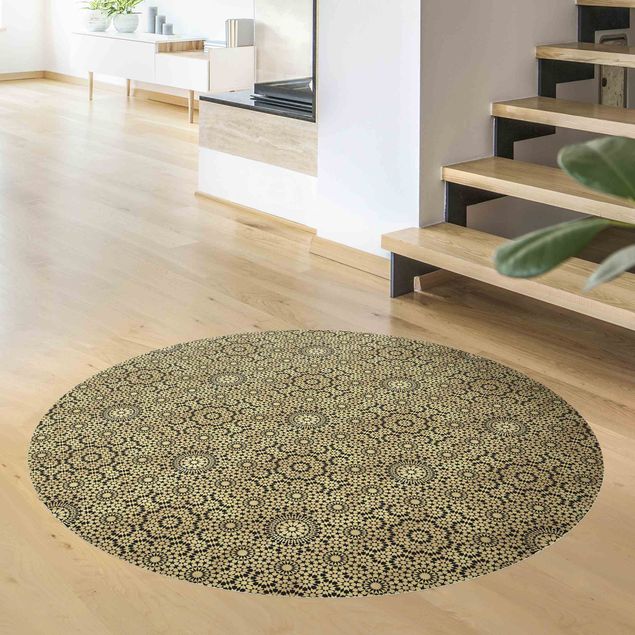 Teppich Fliesenoptik Orientalisches Muster mit goldenen Sternen