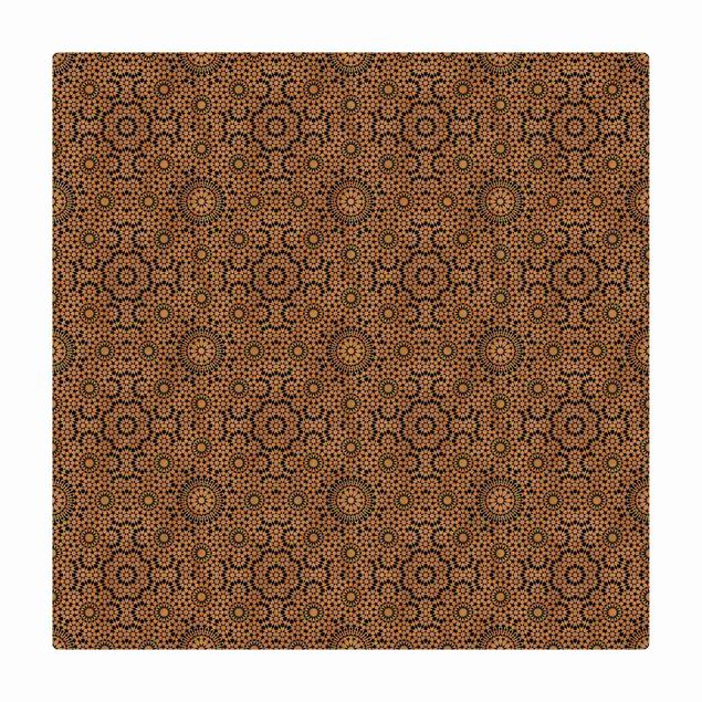 Kork-Teppich - Orientalisches Muster mit goldenen Sternen - Quadrat 1:1