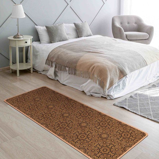 Teppich schwarz Orientalisches Muster mit goldenen Sternen