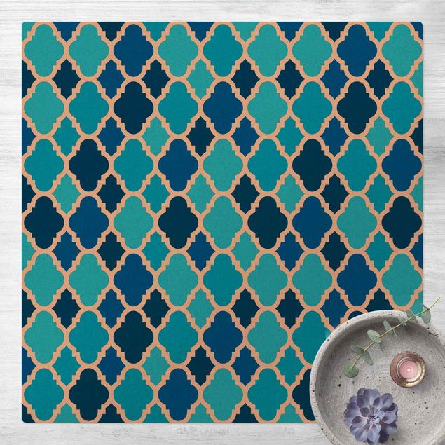Moderner Teppich Orientalisches Muster mit türkisen Ornamenten