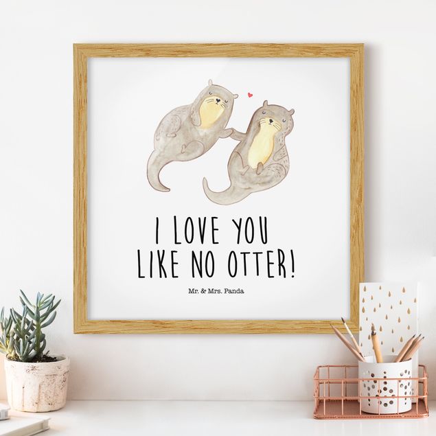 Moderne Bilder mit Rahmen Mr. & Mrs. Panda - Otter - I Love You