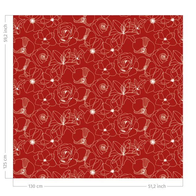 Vorhang Verdunkelung Outline Blüten Muster - Rot