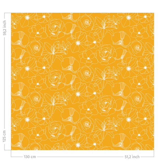 Verdunkelungsvorhänge Outline Blüten Muster - Warmes Gelb