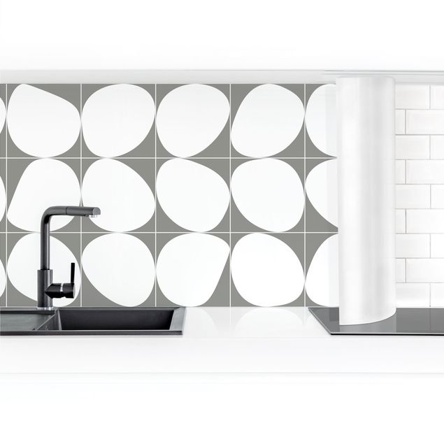 Küchenrückwand - Oval Fliesen - Dunkelgrau