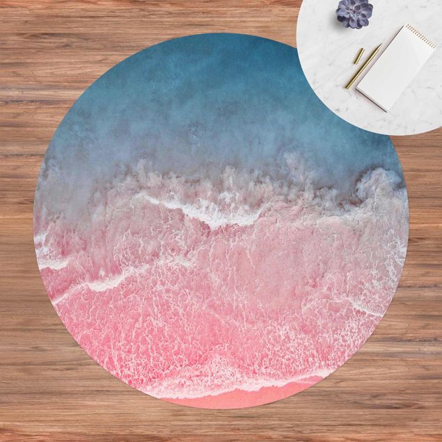 Moderner Teppich Ozean in Pink