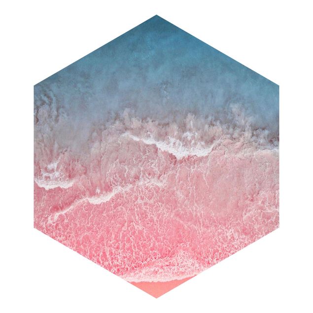 Hexagon Mustertapete selbstklebend - Ozean in Pink