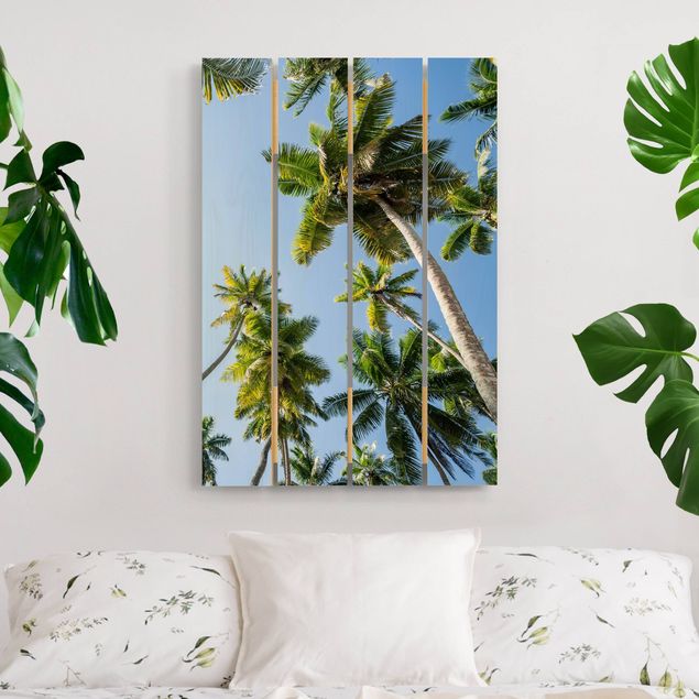 Holzbilder Natur Palmen Himmel