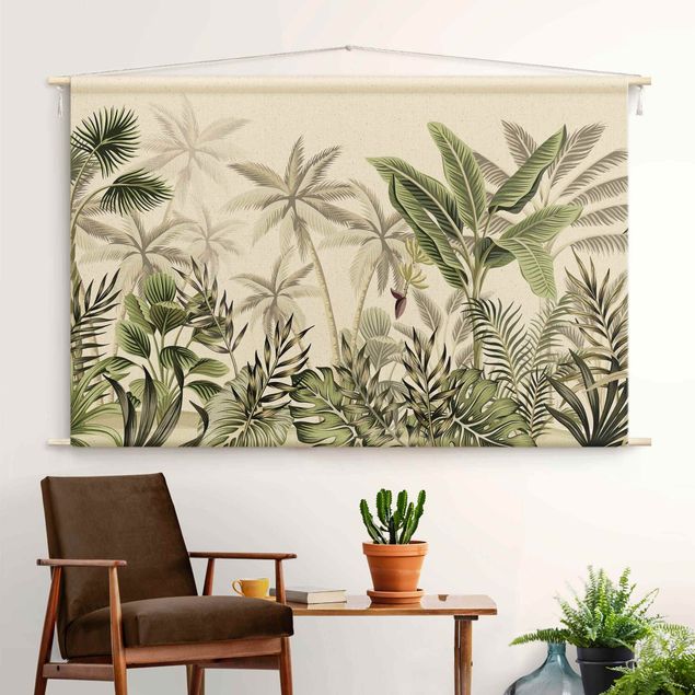Wandteppich modern Palmen im Dschungel