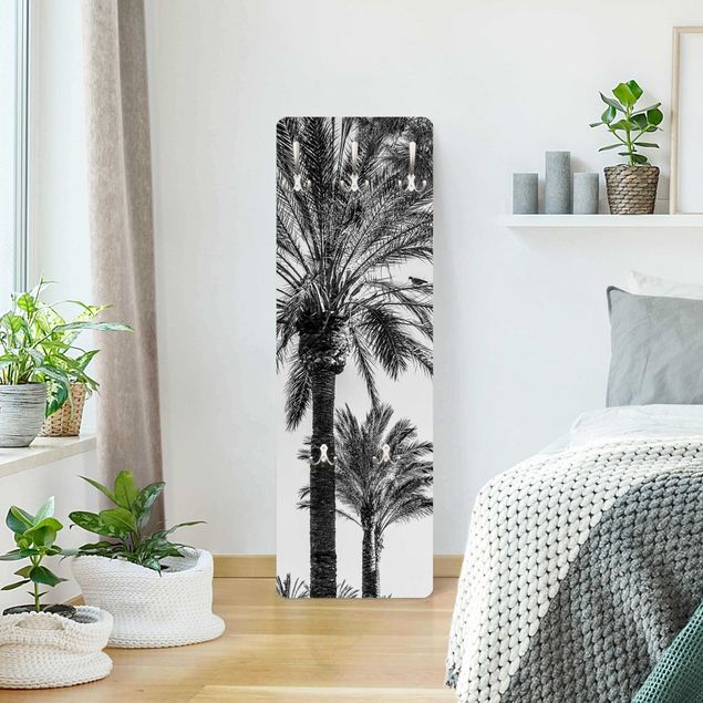Garderobe Natur Palmen im Sonnenuntergang Schwarz-Weiß