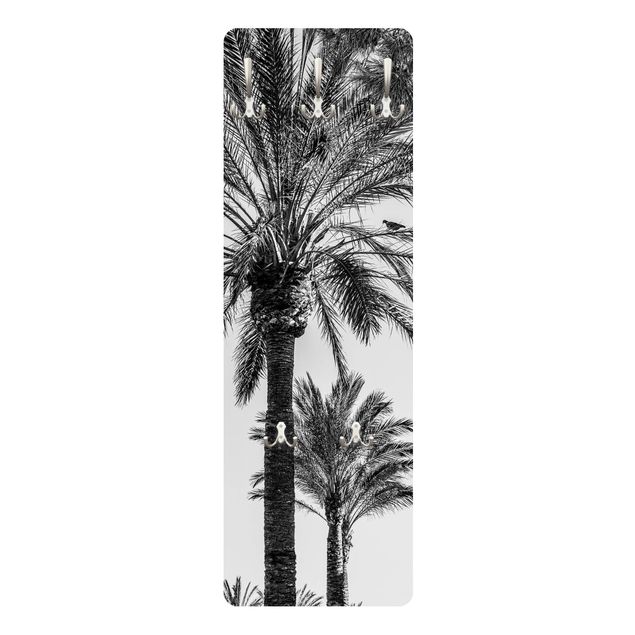 Garderobe mit Motiv Palmen im Sonnenuntergang Schwarz-Weiß