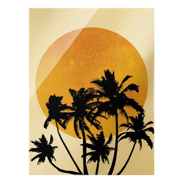 Wandbilder Palmen vor goldener Sonne