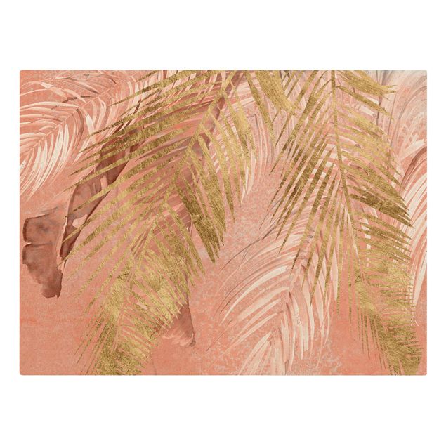 Leinwandbilder Palmenblätter Rosa und Gold III
