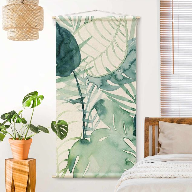 Wandbehang modern Palmwedel in Wasserfarbe II