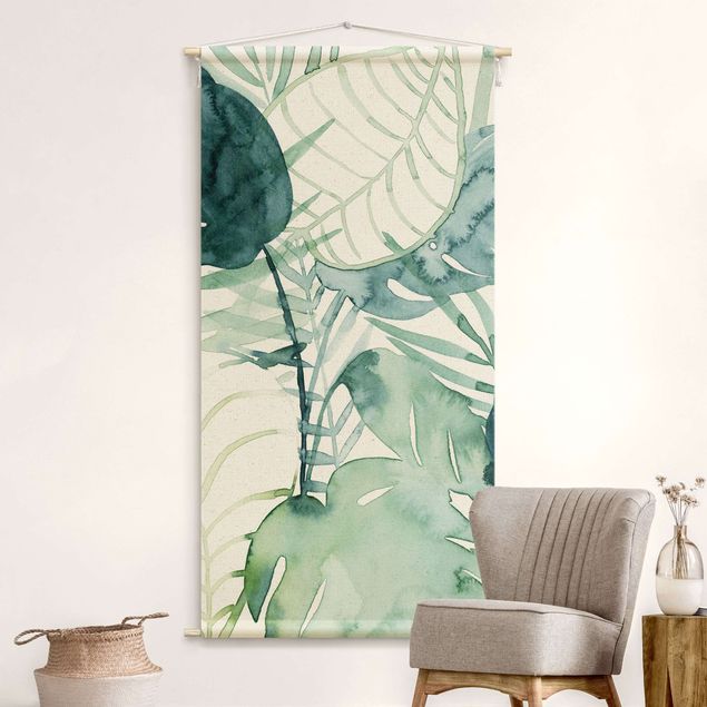 Wandbehang groß Palmwedel in Wasserfarbe II