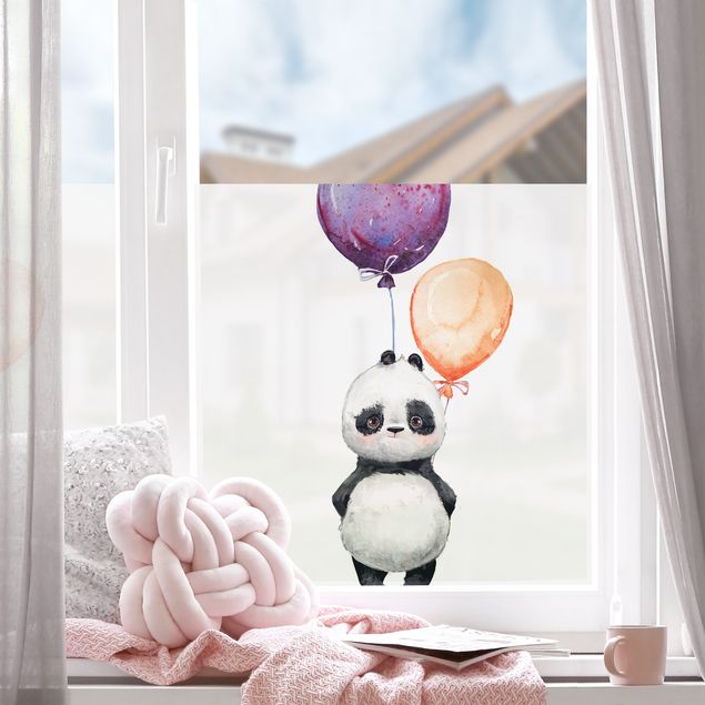 Fensterfolie Panda Brian mit Luftballons