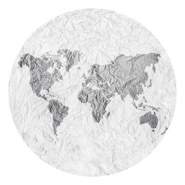 Fototapete selbstklebend Papier Weltkarte Weiß Grau