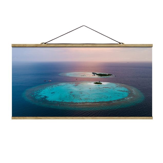 Stoffbild mit Posterleisten - Paradies im Ozean - Querformat