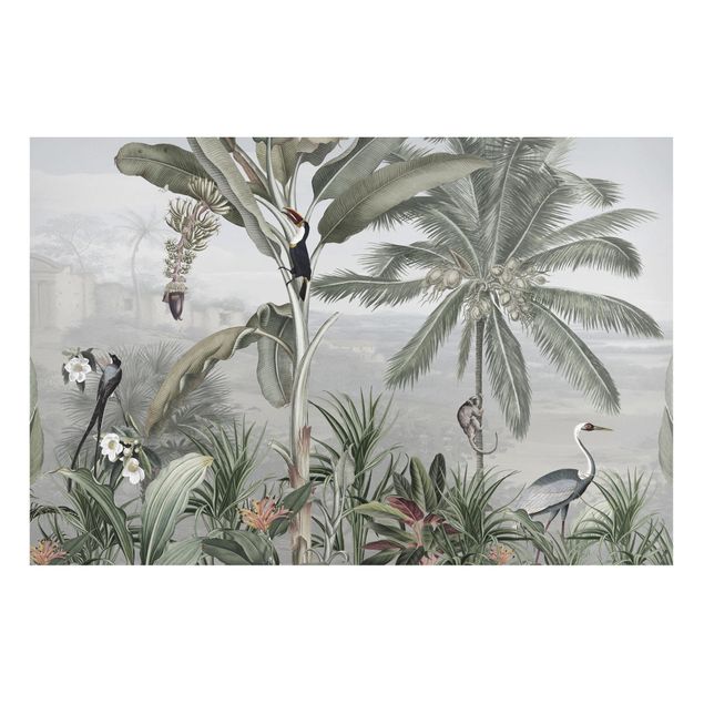 Wandbilder Paradiesvögel im Dschungelpanorama