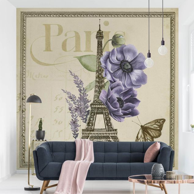 Tapete modern elegant Paris Collage Eiffelturm