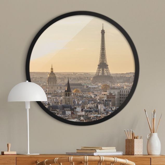 Rundes Gerahmtes Bild - Paris im Morgengrauen