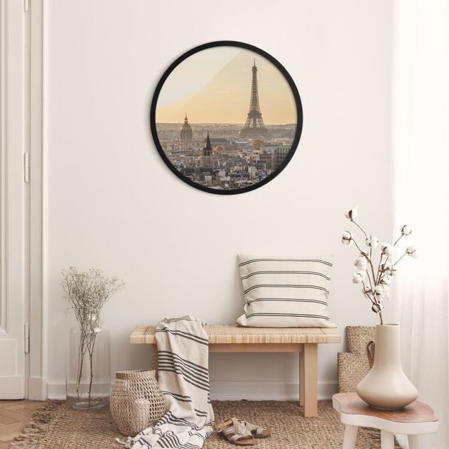 Rundes Gerahmtes Bild - Paris im Morgengrauen