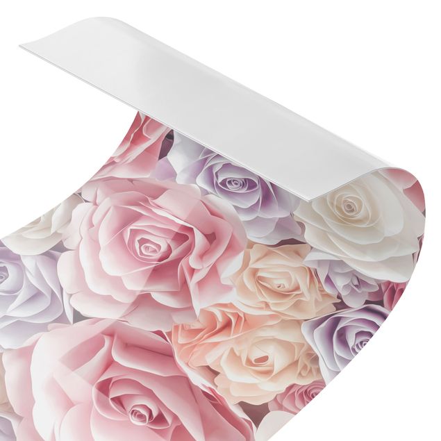 Spritzschutz Küche ohne bohren Pastell Paper Art Rosen