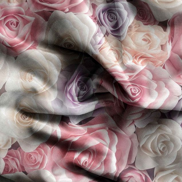 Blickdichte Vorhänge Pastell Paper Art Rosen