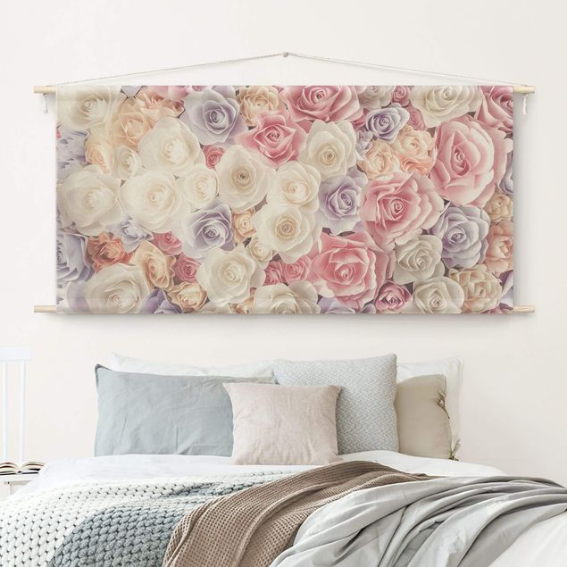 Wandbehang modern Pastell Paper Art Rosen